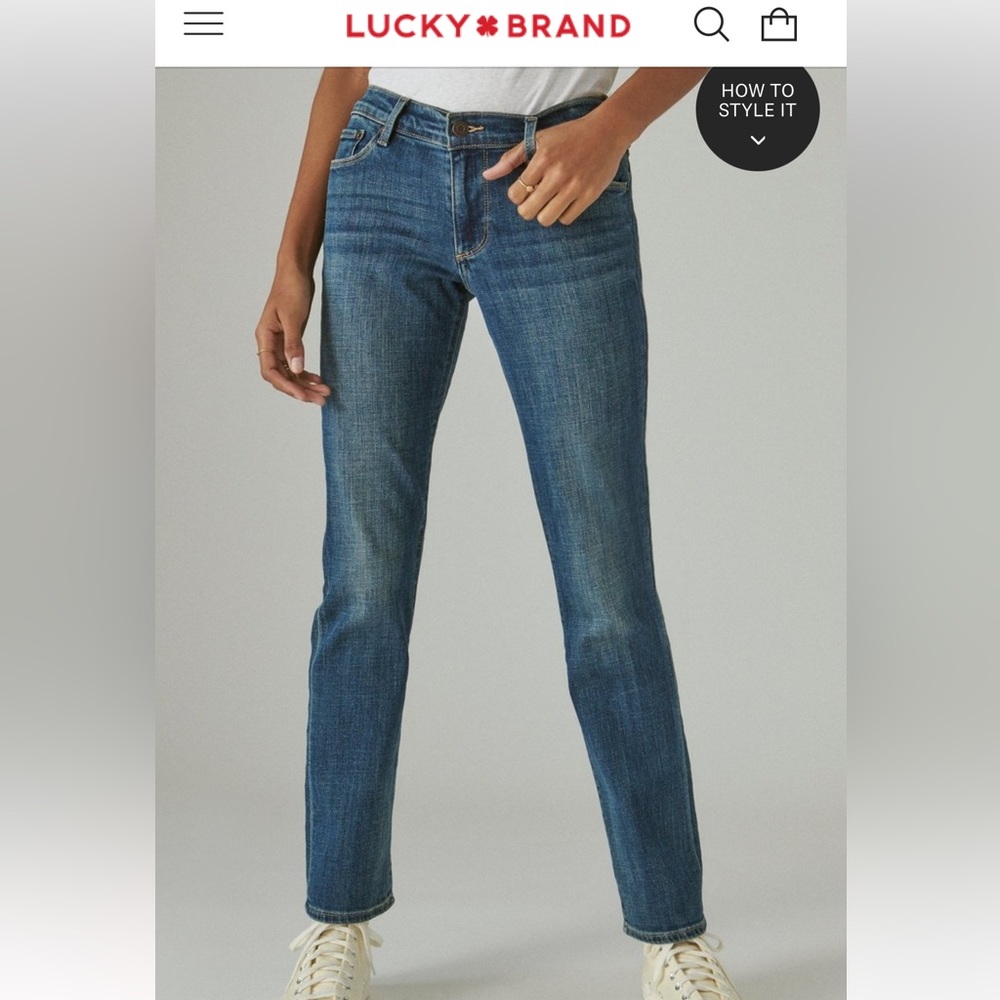 Lucky brand mid rise sweet straight jeans 14/32